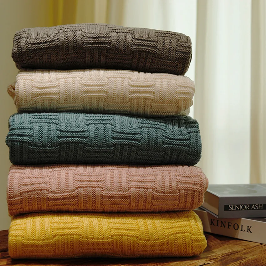 

Одеяло для дивана из акриловой ткани, для кровати, высококачественное трикотажное одеяло из мягкого материала, дышащее одеяло, ворсовое одеяло с кисточками