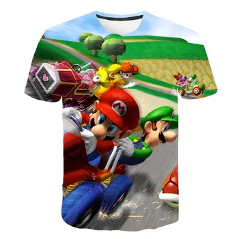 

2020 new T-shirt cool Mario racing print 3D boys and girls T-shirt casual Harajuku cartoon funny T-shirt 4T--14T футболка