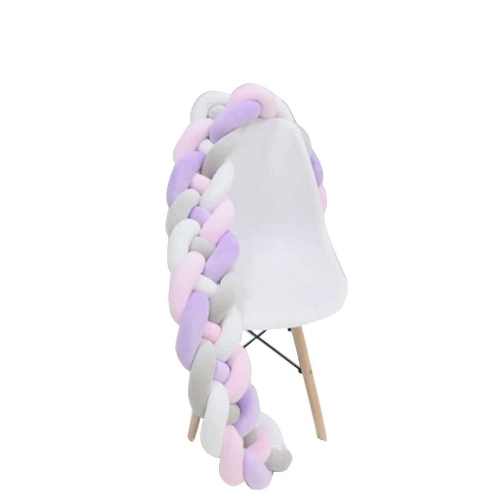 

1m 2m Bed Bumper Braided Cotton Cushion Nursery Twist Crib Protector Decor Safety Weaving Plush Knot Pillow Anti-collision Knot