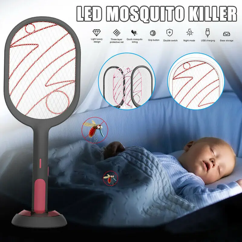 

A 2 In 1 USB Electronic Mosquito Swatter Multifunctional Pest Remover Tool