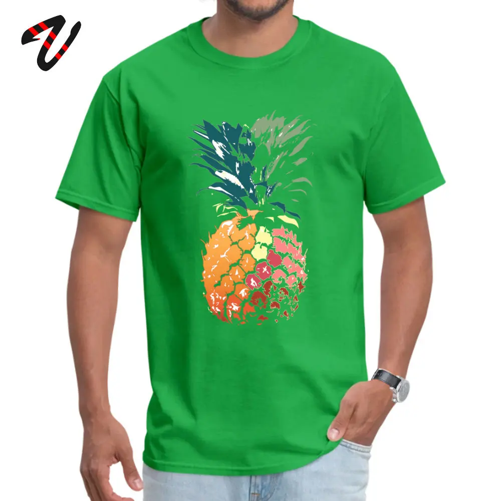 Nice_drawn_colored_painted_pineapple_art_ Funny Adult T-shirts Round Neck Short Sleeve 100% Cotton Tees Simple Style T Shirts Nice_drawn_colored_painted_pineapple_art_8875 green