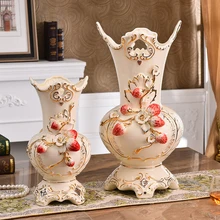 56 см ручная роспись золотой клубники растение скульптура гостиная композиция ваза Moder декор дома керамическая ваза для цветов Свадебная ваза