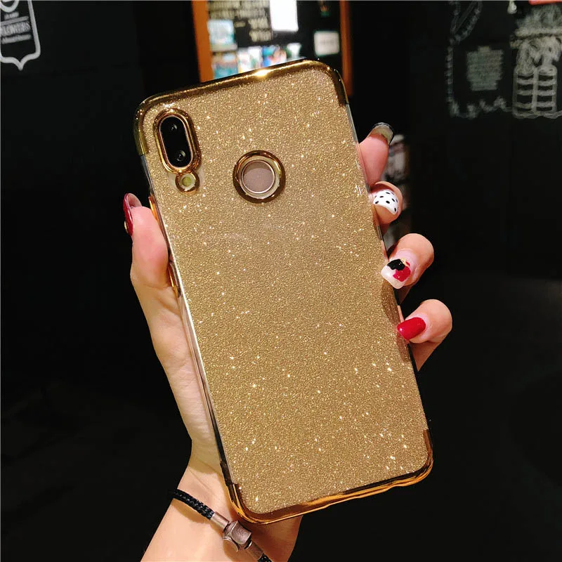 Рамка с блестками чехол для телефона из ТПУ с принтом чехол s для huawei P20 Lite чехол P10 P9 P8 Коврики 10 3 Honor 9 7X 8X Y6 Prime Y9 силиконовый чехол