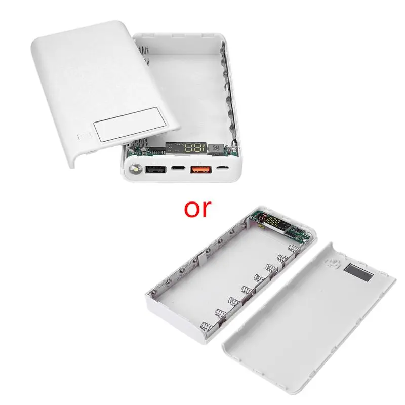 QC 3 0 Dual USB + Type C PD 8x18650 батарея DIY Power Bank Box LED Light быстрое зарядное устройство для iPhone