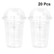 20 шт одноразовая пластиковая прозрачная чашка сок чашки холодные напитки на вынос упаковка(с крышкой купола