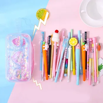 

Cute Cartoon Transparent Pencil Case School Office Stationery Makeup Bag J9