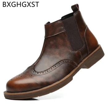 

Chelsea Boots Men Classic Shoes Coiffeur 2020 Brogue Shoes Mens Dress Boots Italian Brand Office Shoes Men Boots Genuine Leather