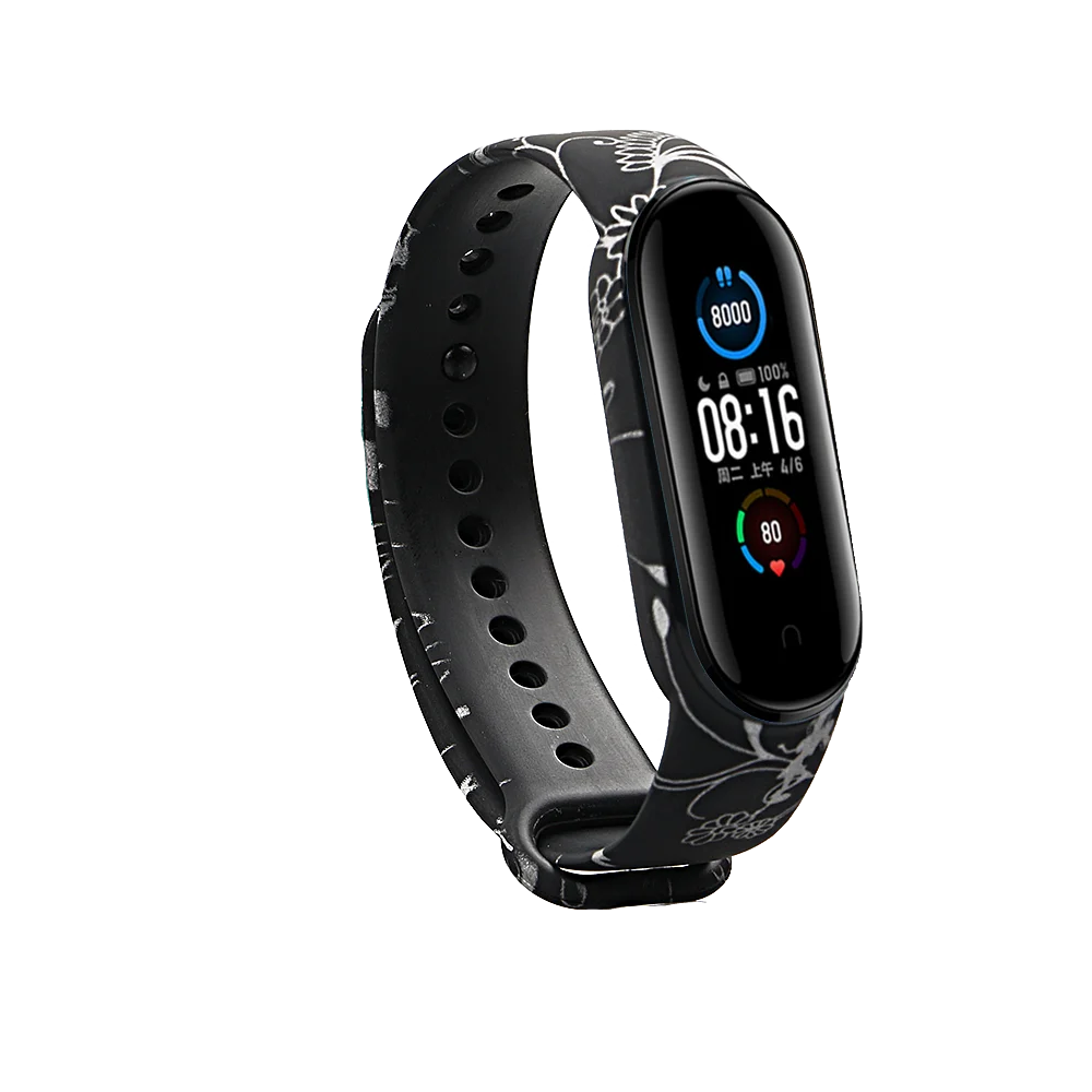 Bracelet for Xiaomi Mi Band 5 Strap Silicone Painting Flowers Belt miband 5 accessories Wrist Strap for Xiaomi Band 6