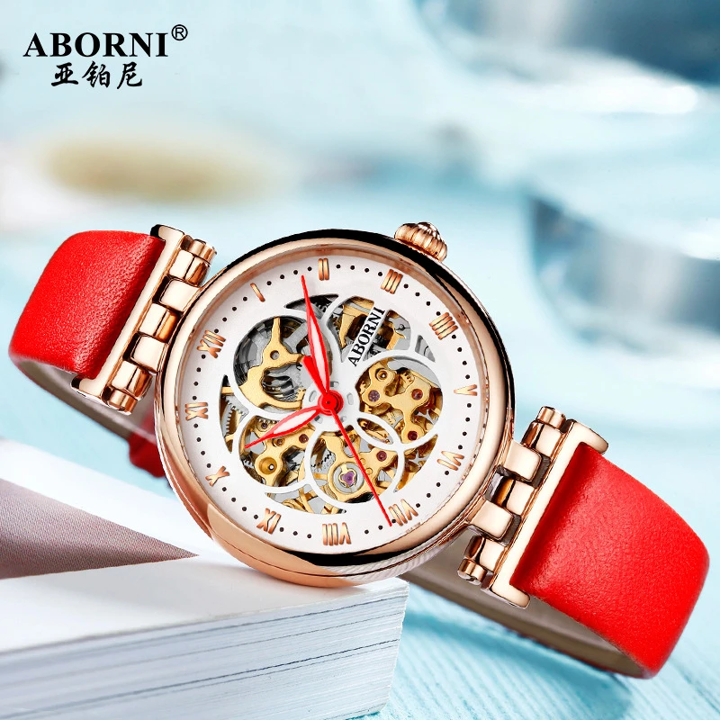 2021 Mechanical Watch Women Bracelet Watch Automatic Wristwatch Leather Stainless Steel Band Female Clock Chic Reloj Mujer