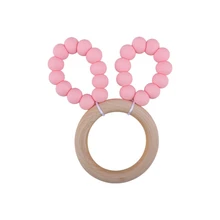 

Cute and Popular Rabbit Ears Shape Teether, Safe Silicone Play At Ease and Care for The Tender Skin of Babies Silicone Teether