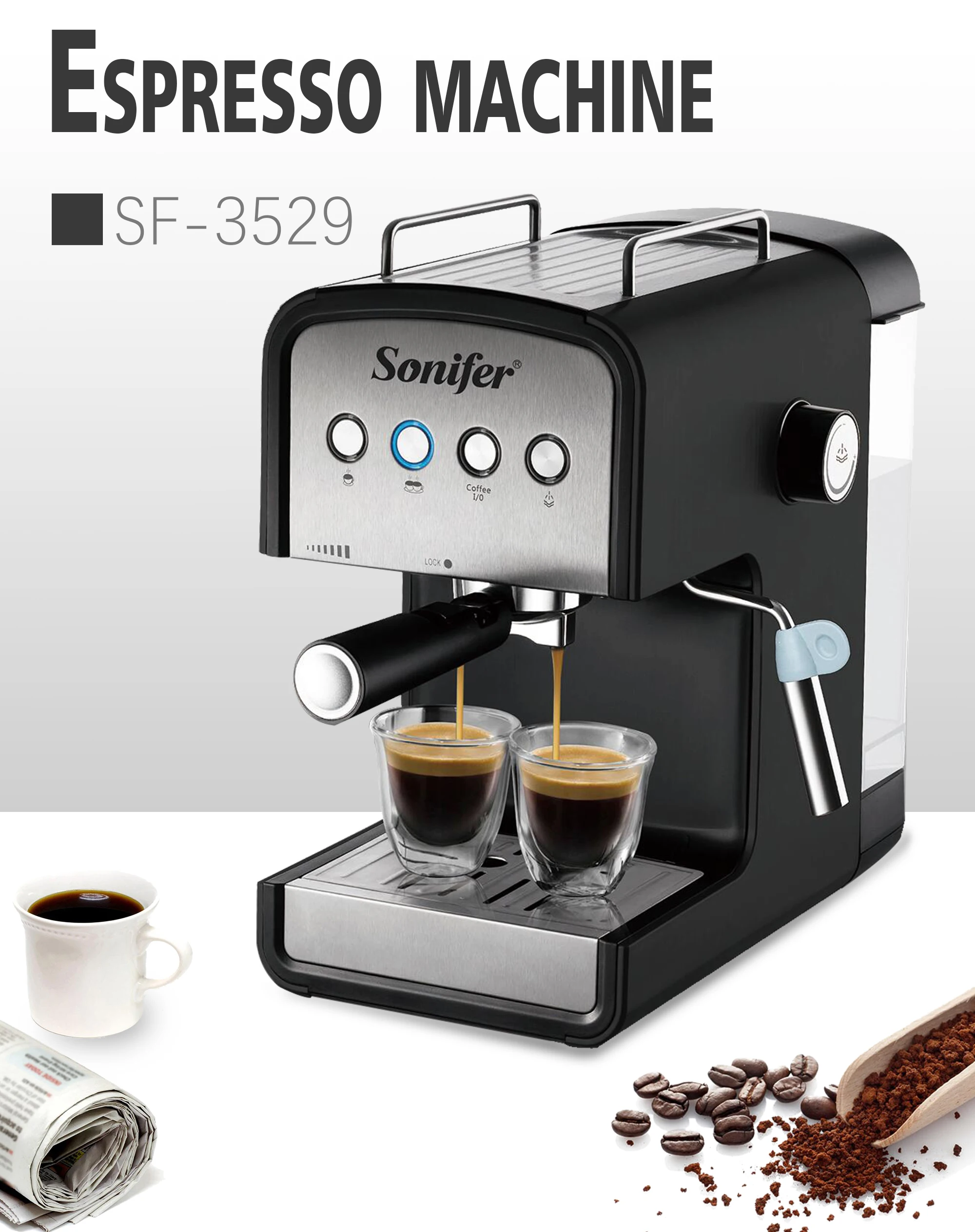 1 2l Espresso Electric Coffee Machine Foam 15 Bar High Quality Coffee Maker Electric Milk Frother Kitchen Appliances Sonifer Coffee Makers Aliexpress