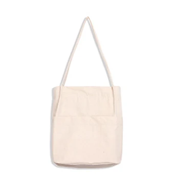 

Solid Color Women Canvas Shoulder Bag Handbag Insert Pockets Large Capacity Casual Beach Bag Shopping Female Handbag