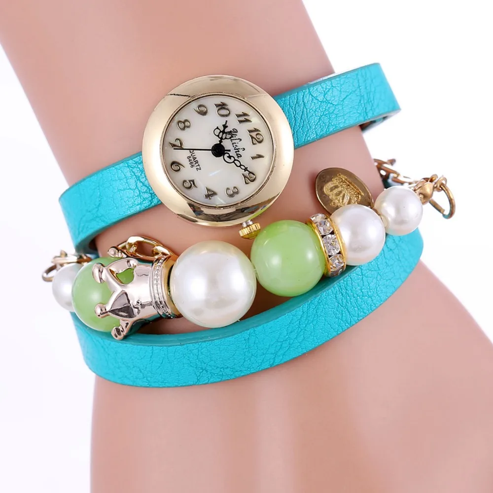 

Fashion Luxury Pearl Rhinestone Women Watch Leather Bracelet Watch Rose Gold Case Waterproof Quartz Women Watch Relogio Feminino