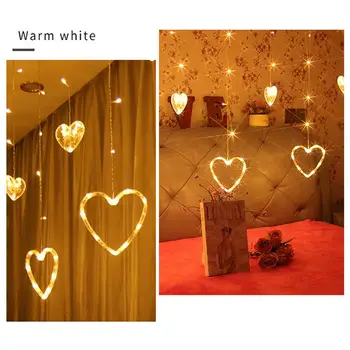 

Heart Shape Durable Romantic Super Bright Curtain Lamp Lamp String Fairy String Light 8 Modes Festival Party Decoration Garden