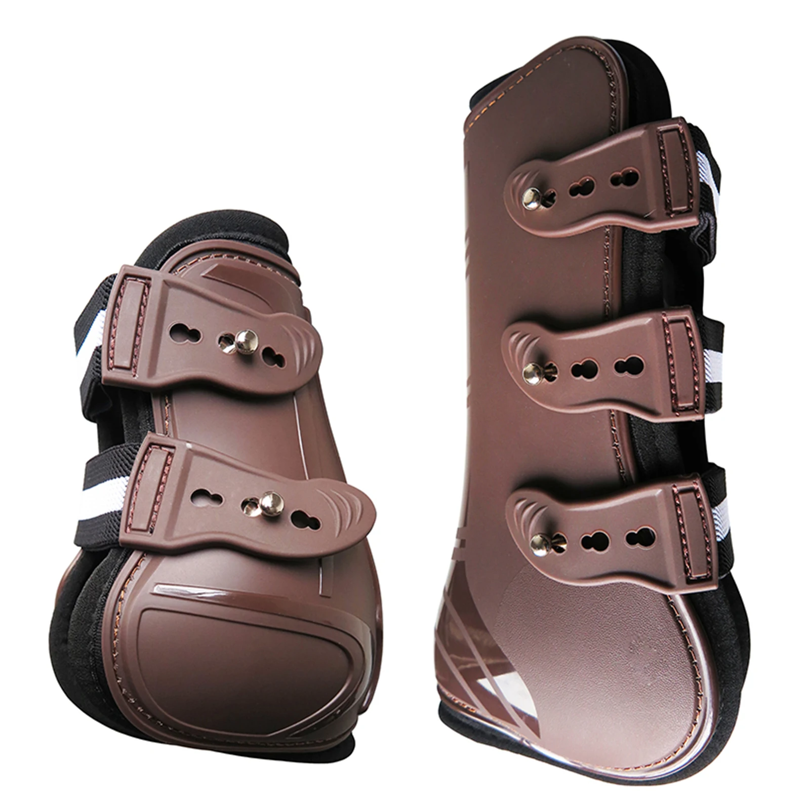 Horse Pu Shell Neoprene Lined Front/Rear Leg Boots Sets Horse Boots for Training Jumping Riding Eventing