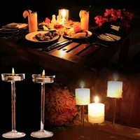 European High Candlestick Glass Candle Holder Romantic Dinner Decoration CLH@8 4