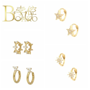 

BOAKO 925 Sterling Silver Earrings For Woman Star Fashion Earrings Dangle Diamond Crystal Luxury Jewelry Silver/Gold #8.7