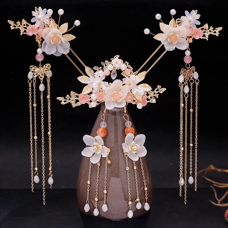 Antique Hanfu Headdress Hairpin Tassel Step Shake Ancient Dress Hair Accessories Hairpin Suit Accessories Female winifred sanderson costume Cosplay Costumes