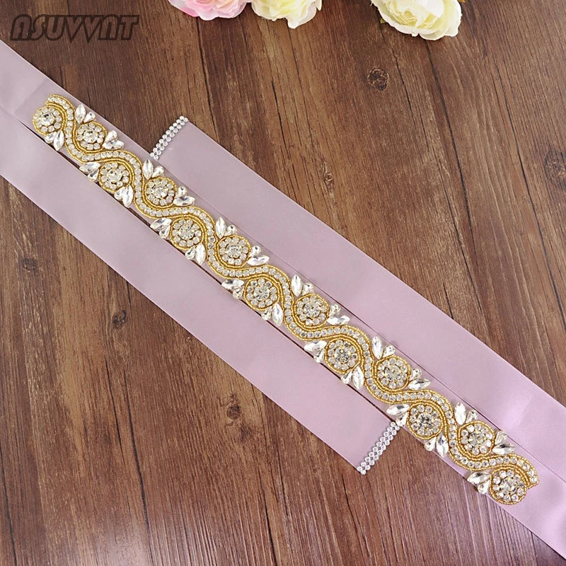Fashion Women Crystal Belt Gold Sash For Dress Rhinestone Bridal Belt Sashes For Bridesmaid Cocktail Dresses Belt For Dress Up