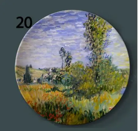 Monet Картина декор настенные вешалки тарелки керамические ремесло дома декоративное блюдо отель Гостиная фоновый дисплей масляные тарелки - Цвет: 20