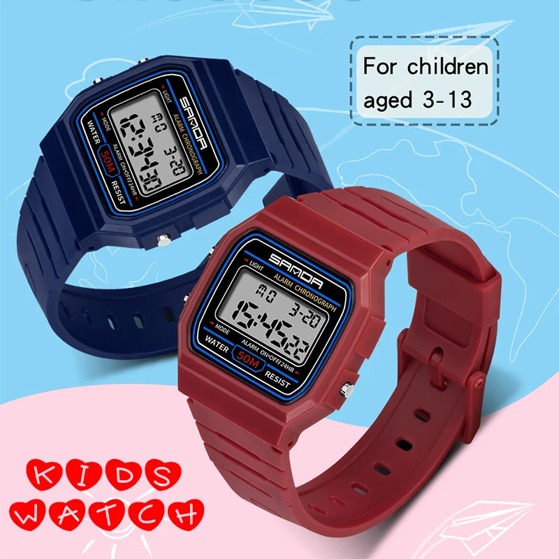 Kids Wristwatch Digital Waterproof Alarm-Clock Gift Girl Sports SANDA Electronic Boy