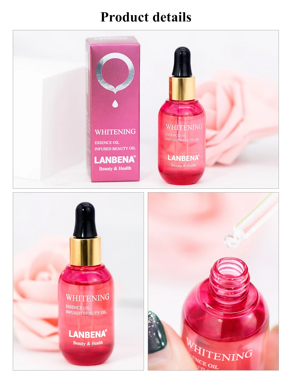 LANBENA отбеливающая лицевая Сыворотка 15 мл розовая Бутылка против старения восстанавливающая кожу линии acido hialuronico Увлажняющее жидкое масло для лица LB010