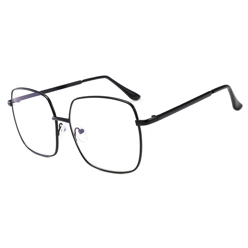 2020 Square Computer Anti Blue Light Glasses Frame Blue Film Mirror Polygon Full Frame Glasses Metal Personalized Plain Glass