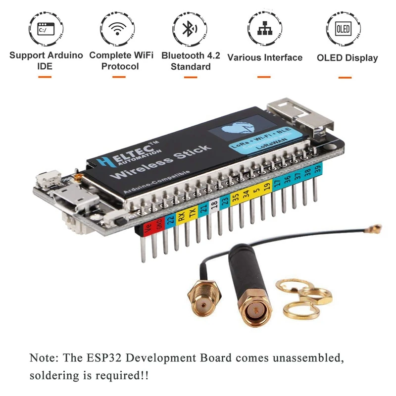 Esp32 макетная плата с 0,49 дюймовым oled-дисплеем с поддержкой Wi-Fi Bluetooth, 240 МГц Esp32 Sx1276 Lorawan 64 м-бит с вспышкой