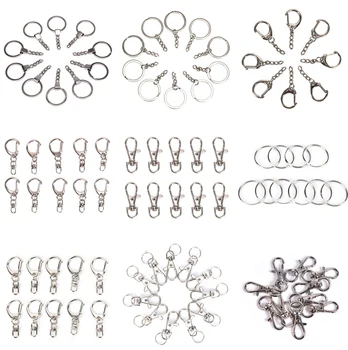 

10pcs Metal Swivel Lobster Clasp Clips Key Hook Keychain Split Key Ring Findings Clasps For Keychains Making