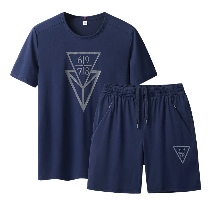 9XL Sport Set Men Summer Loose Sportsuit Man 2020 New Short Sportswear Suit Big Size Sweatshirt Jogging Running Sets 7XL 8XL | Спорт и