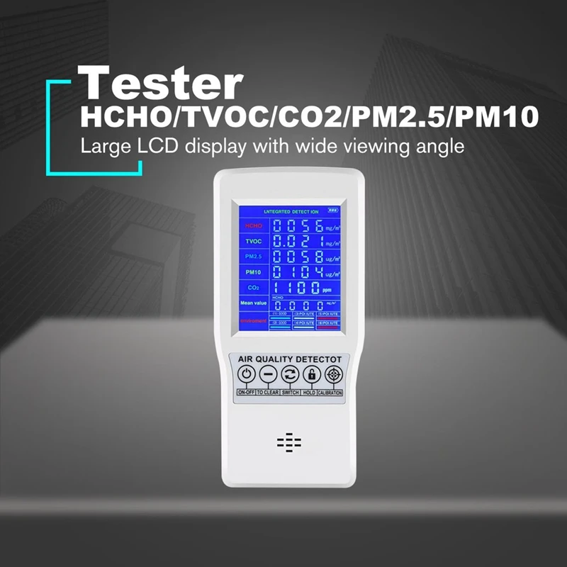 Goede Digitale LCD Formaldehyde Detector HCHO TVOC CO2 PM2.5 PM10 Tester AQI Luchtkwaliteit Monitor Gas Analyzer