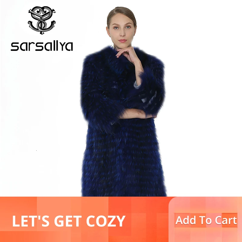 

SARSALLYA Fox Fur Coat Real Fur Vest Long Coat Genuine Fur Vest Women Clothing Winter Natural Fox Fur Collar Outerwear