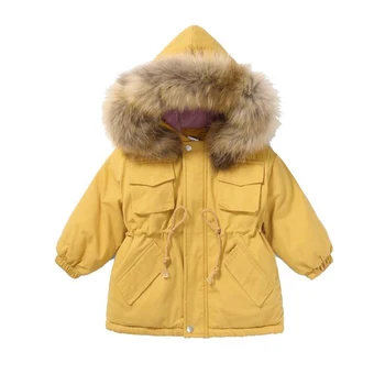 

Christmas New Year Children's Winter Jackets Real Fur Collar Girls Cotton Coats Warm Clothing Toddler Girl Outwear thick Jackets