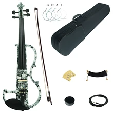 Kinglos полный размер 4/4 цветная твердая древесина Расширенный электрический/Тихая скрипка комплект с эбеновым фитингом