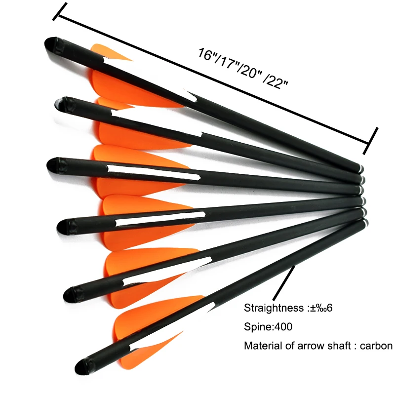12 шт. 1" 17" 2" 22" Позвоночник 400 охотничьи карбоновые стрелы для стрельбы из лука для арбалета болты лук и стрелы