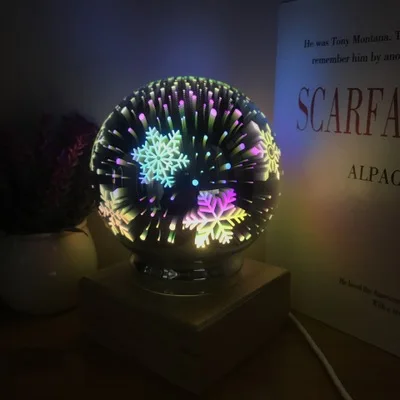 snowflake Светодиодный ночник 3D кристалл проекционный Настольный светильник романтическая настольная лампа Настроение Ночной светильник стеклянный купол для Рождественское украшение светильник - Испускаемый цвет: snowflake