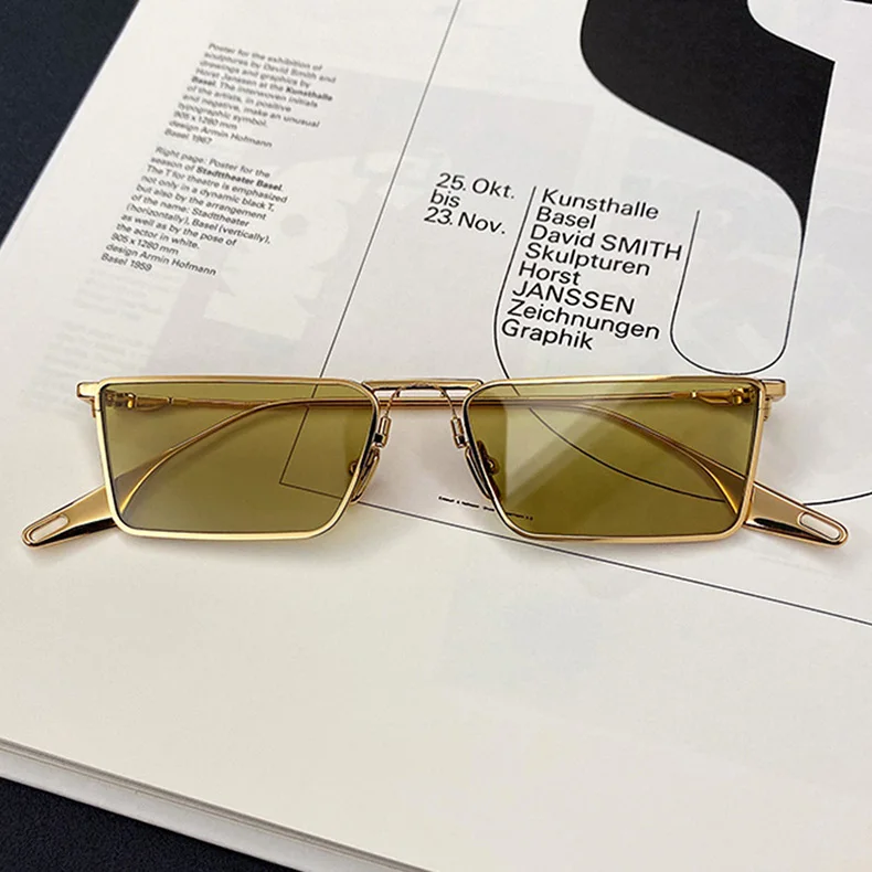 Sunglasses 2022 Fashion Small Box Metal Frame Rectangle Glasses The New Vintage Men and Women Luxury Designer Driving Eyeglasses round sunglasses