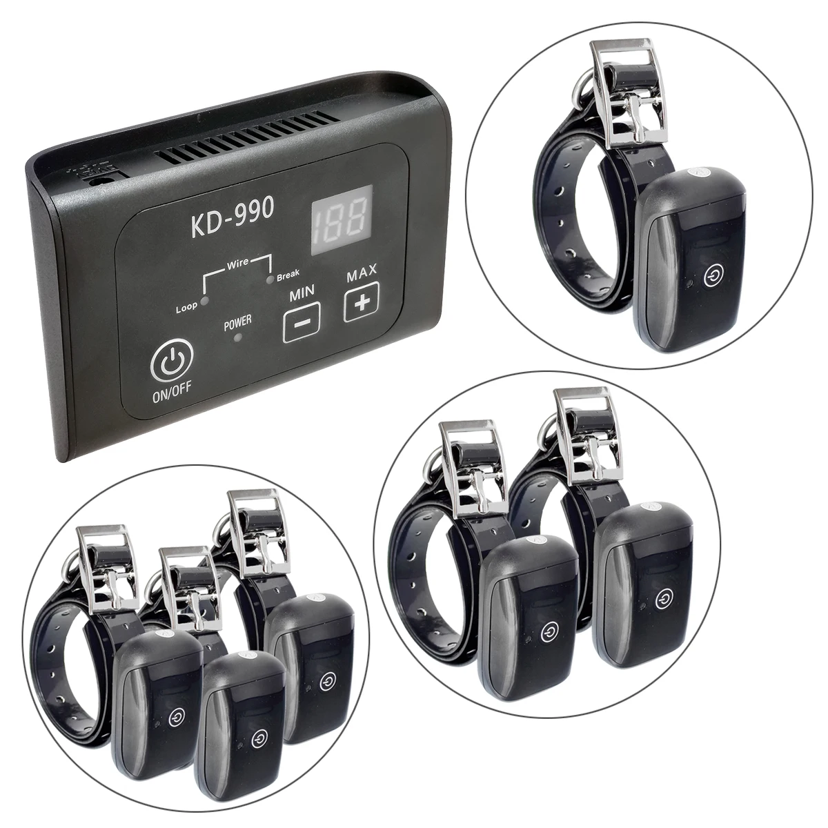 In Ground Electronic Dog Fence Collar System KD990 With Rechargeable Receiver and 300 Meters Wire For Dog Training