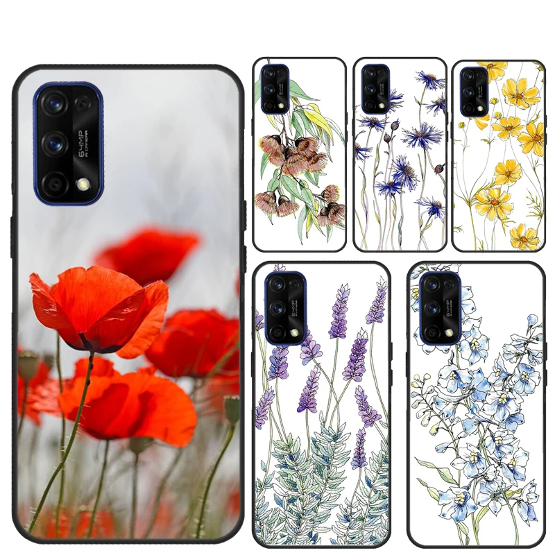 Лаванда Red Poppy Iris для OnePlus 9 10 Pro Nord2 8T 9R чехол телефона Realme GT Neo 2 Master 8 C3 C21 8i 9i |