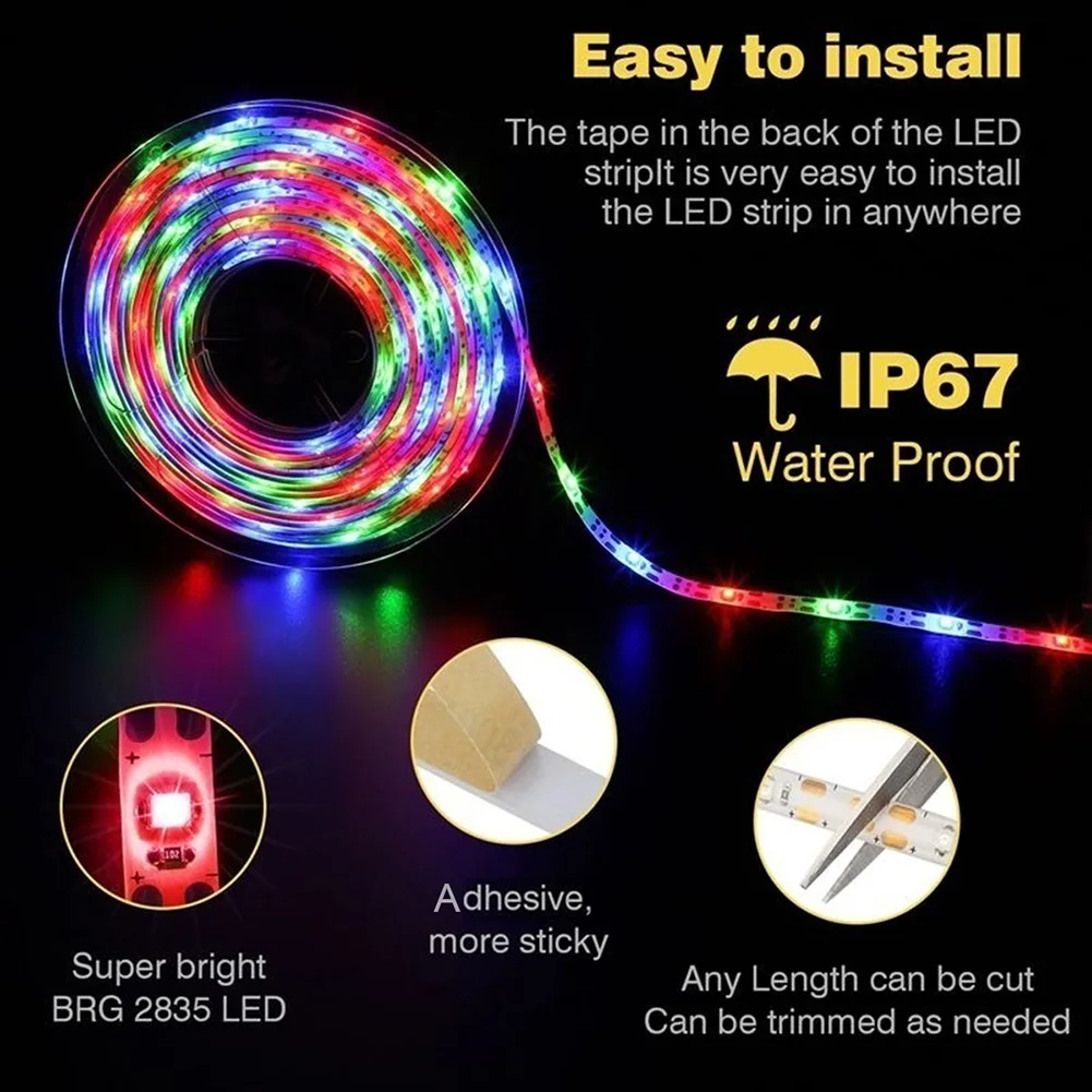 Retail New Arrival Led Light Strips 2835 Rgb Solar powered Flexible