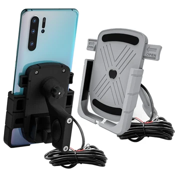 

Vmonv Upgrade Universal Motorcycle Reaview Mirro Smartphone Holder With Charge USB Support Moto Bike Handlebar Cell Phone Mount