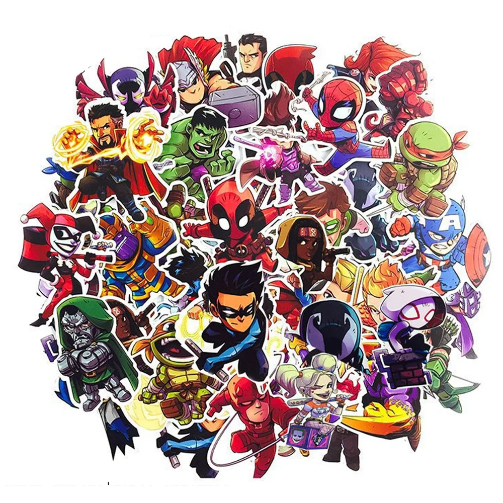50 / 35 Pcs/Set JDM Super Hero Stickers for Marvel The Avengers for Luggage Laptop Motorcycle Guitar DIY PVC Waterproof Sticker