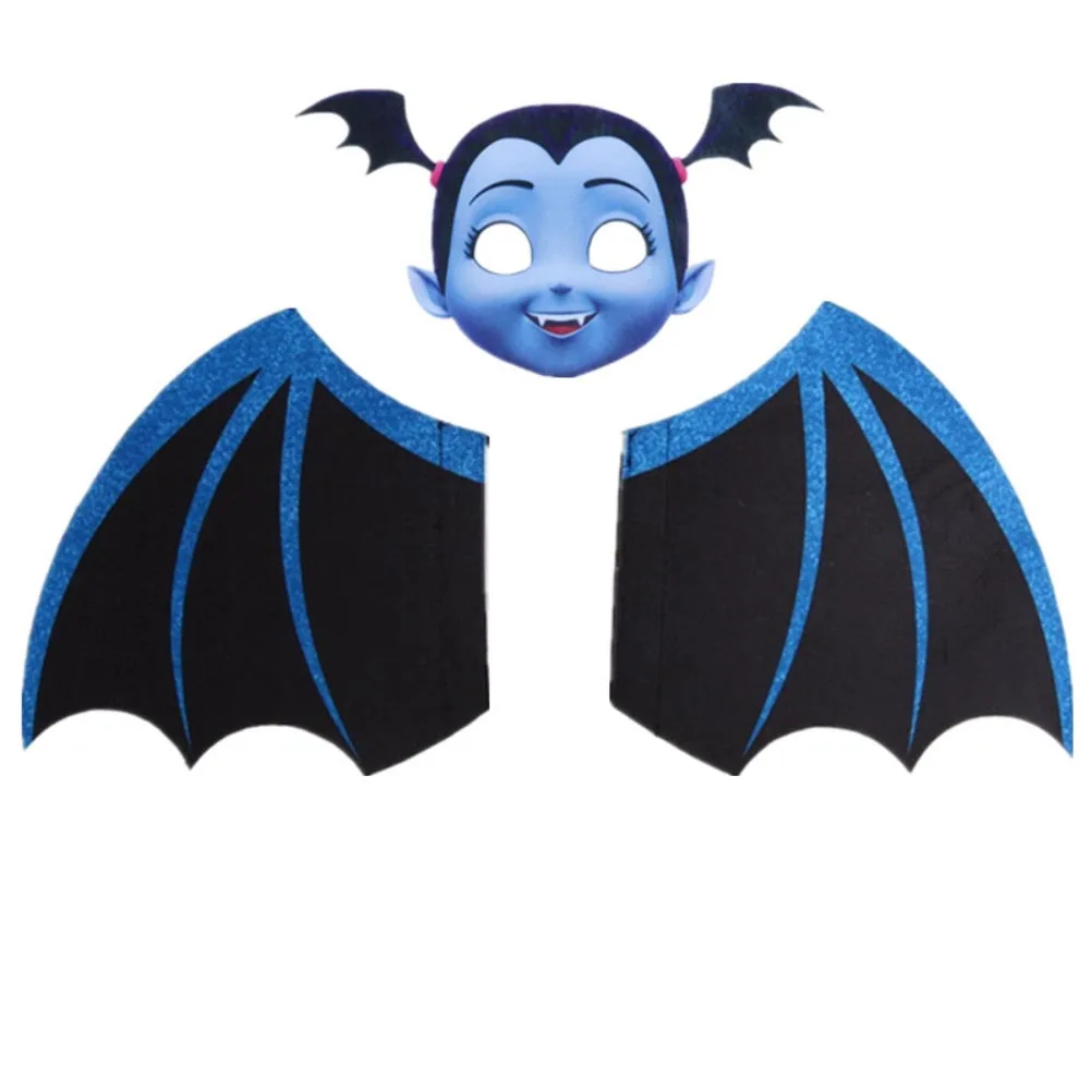 Г. Летние платья для девочек Vampirina платья комплект+ крыло+ костюмная маска косплей для детей Вампир Костюмы на Хэллоуин - Цвет: wing-mask