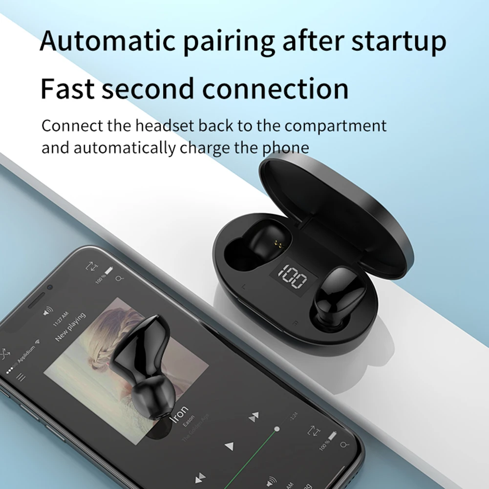 Wireless Stereo Headphones with Mic TWS Bluetooth Earbuds for Phone Laptop PC Sports Fitness Wireless Headsets Stereo
