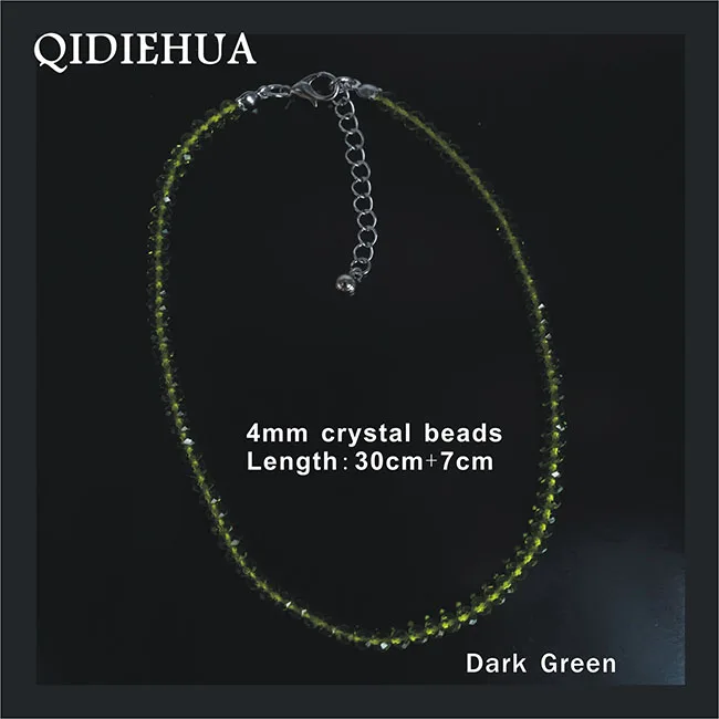 dark green Модные 14 Разноцветные Хрустальные Бусы короткое ожерелье для женщин сексуальная цепочка ключицы женская свадебная цепочка невесты Bijoux - Окраска металла: dark green