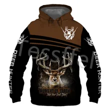 Tessffel moletom com capuz estampado 3d, blusão de manga longa estampado para homens e mulheres estilo caçador de cervo