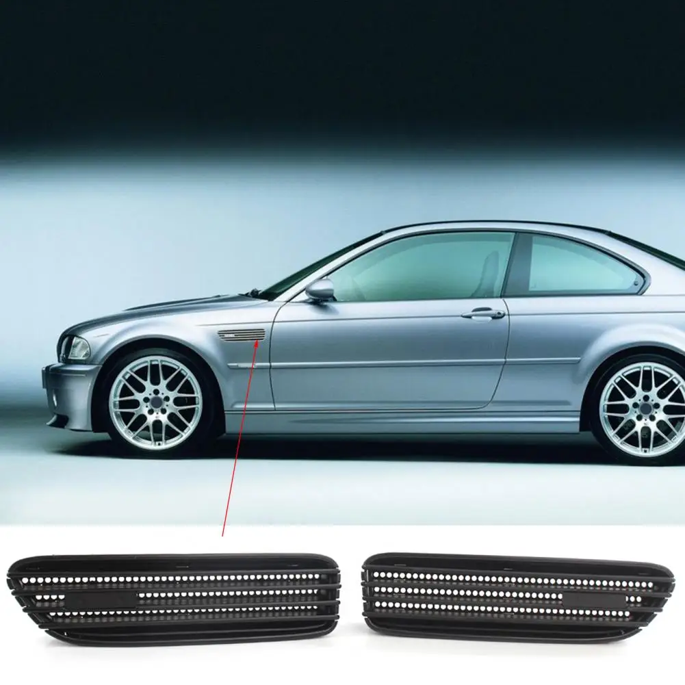 Car Grill Mesh 2Pcs Side Fender Vent Grill ABS Side Fender Air Flow Vent Grille Modification for BMW 3 Series M3 E46 2001-2006