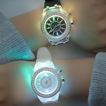 

Luminescent Personality Diamond Led Silicone Fashion Boys And Girls Watch