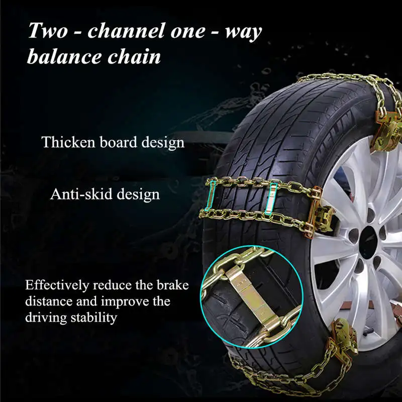 Wear-Resistant Steel Car Snow Chains Balance Design Anti-Skid Chain For Ice/Snow/Mud Road Safe For Driving