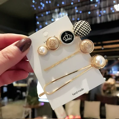 3PCS With card 1 шт./3 шт./4 шт. простые женские элегантные жемчужные заколки для волос милая резинка для волос BB заколки для волос аксессуары - Цвет: 3PCS With card